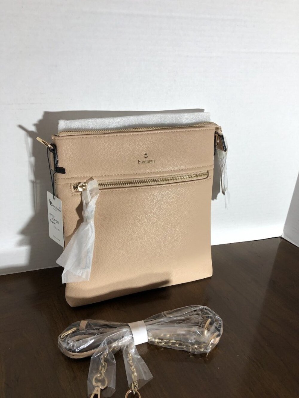Brentano Double Zipper Square Crossbody In Blush 9” x 9” x 1”